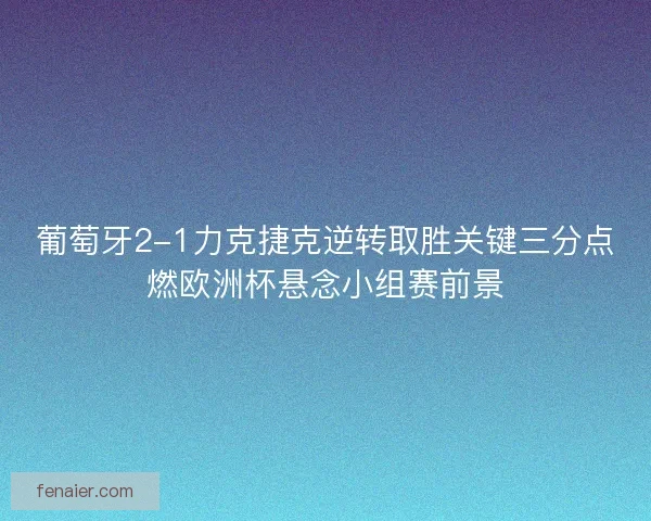 葡萄牙2-1力克捷克逆转取胜关键三分点燃欧洲杯悬念小组赛前景